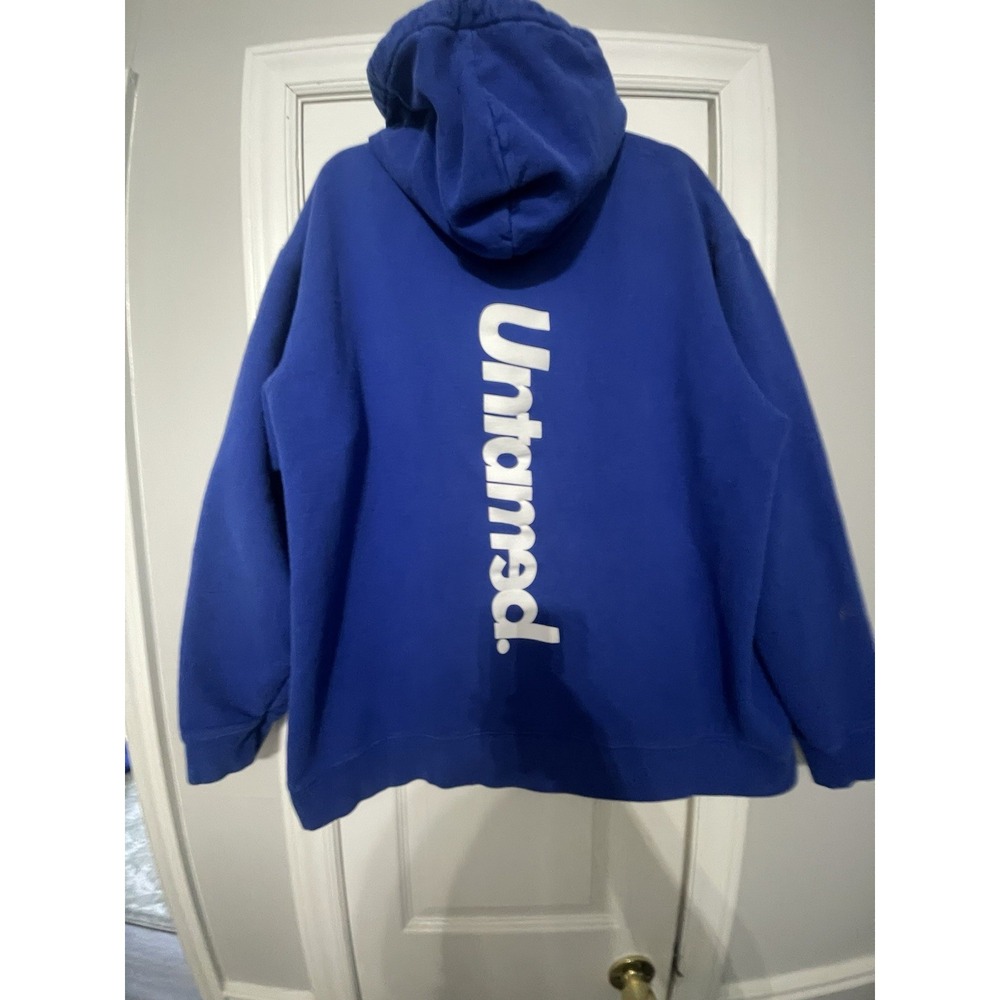 Untamed Men's XL Blue Pullover Hoodie Graphic Logo Print Kangaroo Pocket